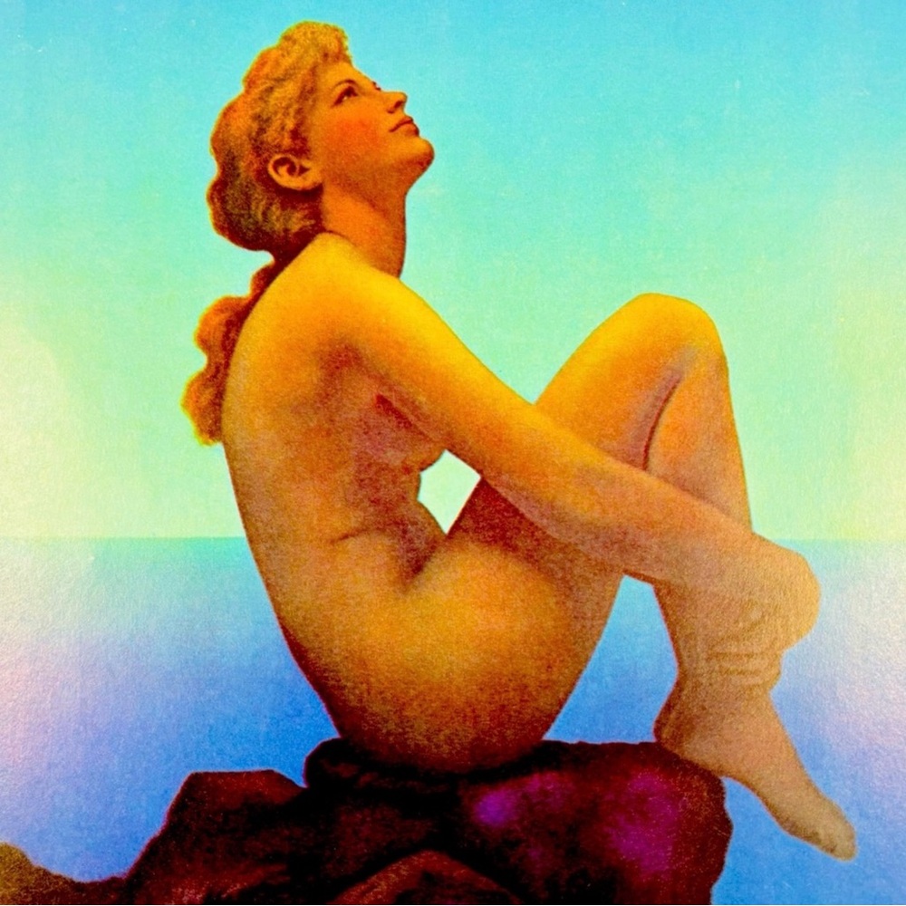 STARS Original Vintage PRINT ON BOARD Maxfield Parrish Art Deco Nouveau Artist - Picture 3 of 4
